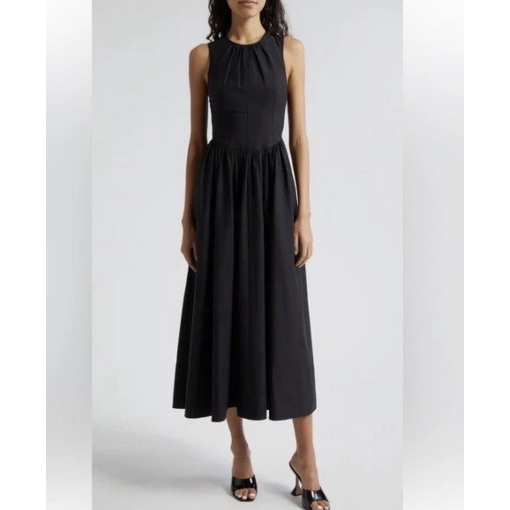 Cinq à Sept Benita Dress Women's 10 Black‎ Sleeveless Midi Bow Back Cocktail
